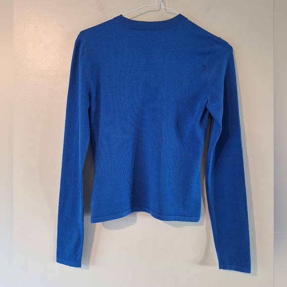 Aritzia Babaton Post Jersey Knit Crew Neck Top Small Cerulean Blue - Picture 2 of 7